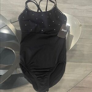 Black Kids One Piece Bodysuit with Embellishments